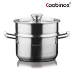 Coobinox® Baron Full Stainless Steel Steamer Pot 18cm(CO-12-07) Dual Function Stockpot with Removable Steamer Insert Induction Compatible